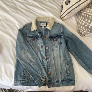 Shearling collared jean jacket